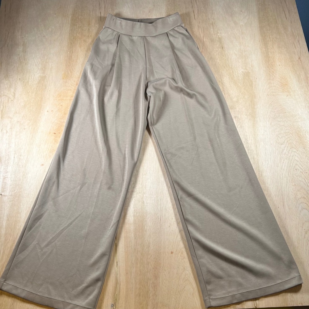 Ododos Womens XS Taupe Pleated Wide Leg High Waisted Modal Blend Pants
